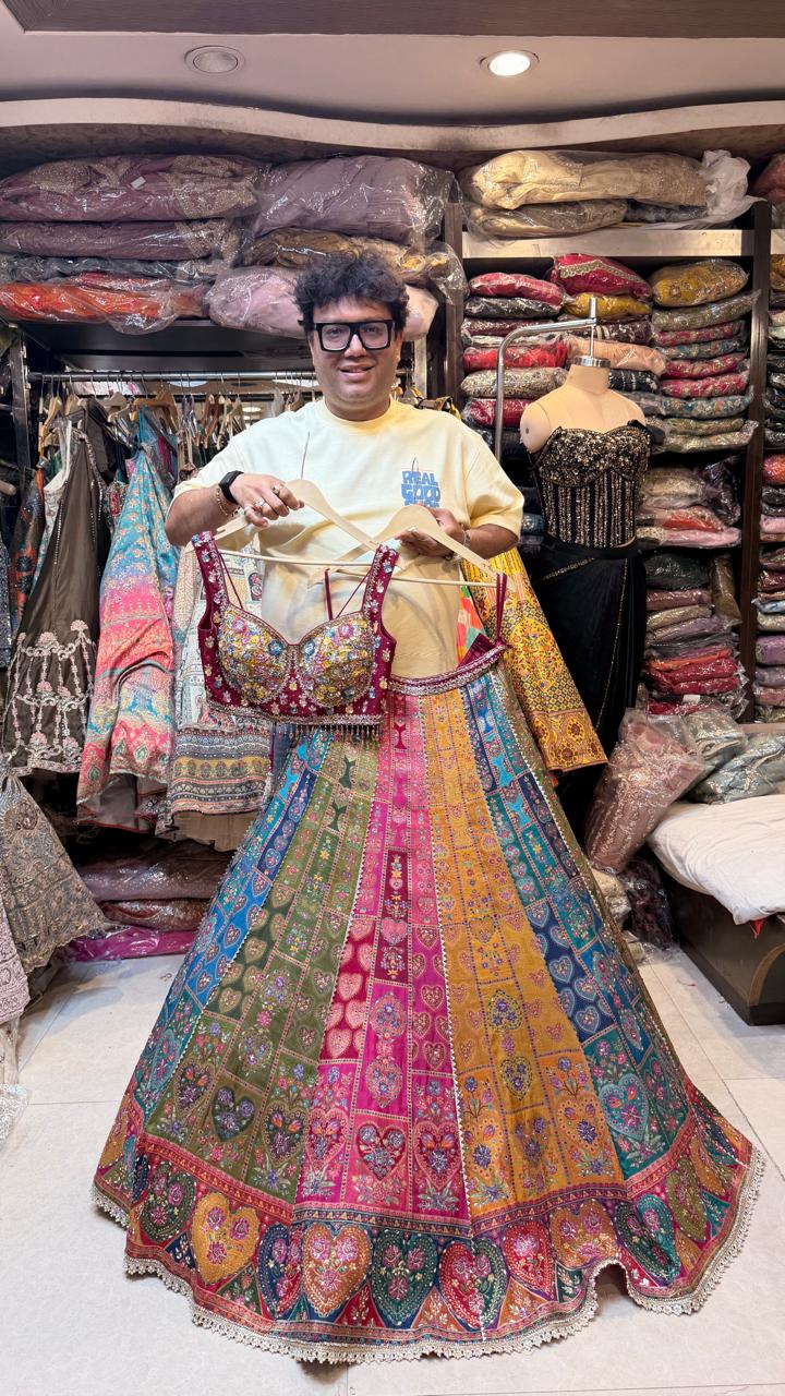 Pure Brokit Multicolor Designer Lehenga