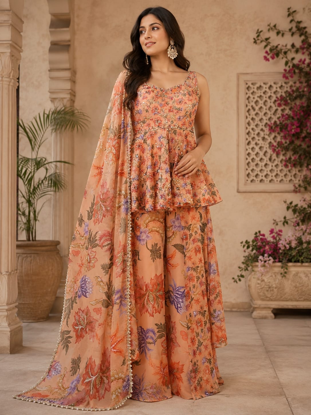 MM PEPLUM SHARARA SET